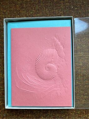 Carlton Cards Embossed Blank Greeting Cards Lot of 10 Conch, Shell, Pineapple